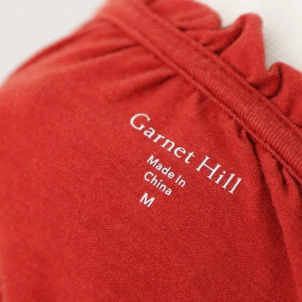 Garnet Hill Organic Cotton Tencel Blend Cross Stitch Embroidered Peasant Top M - Picture 5 of 14